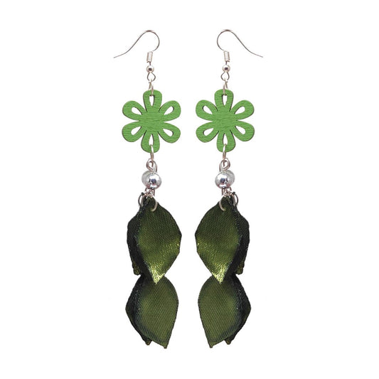 Anokhi Ada Green Handmade Ribbon Leafy  Earring for Girls and Women for Mehndi Occasion (AN-10) - Anokhiada.com