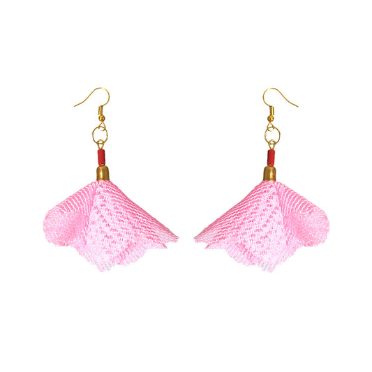Anokhi Ada Pink Handmade Fabric Earring for Girls and Women (AN-16)