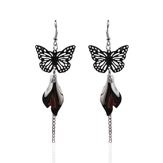 Anokhi Ada Butterfly Antique Black Metal Drop and Dangle Earrings for Girls-AP-50-a