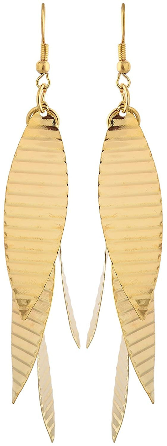 Anokhi Ada Golden Metal Drop and Dangle Earrings for Girls-AP-53