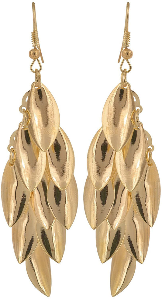 Anokhi Ada Golden Metal Drop and Dangle Earrings for Girls-AP-55