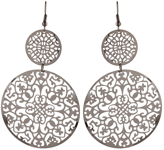Anokhi Ada Silver Metal Drop and Dangle Earrings for Girls-AP-56