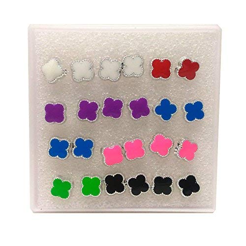Anokhi ADA Multi-colour Floral Plastic Stud Earrings for Girls and Women (Pack of 12 Pairs)-(AR-14)
