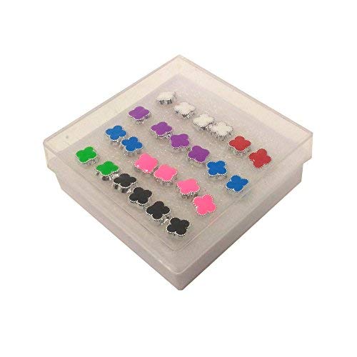 Anokhi ADA Multi-colour Floral Plastic Stud Earrings for Girls and Women (Pack of 12 Pairs)-(AR-14)