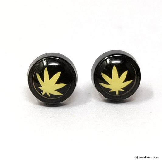 Anokhi Ada Weed Design Small Plastic Stud Earrings for Girls (Black, AR-17b)