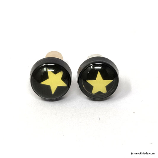 Anokhi Ada Star Design Small Plastic Stud Earrings for Girls (Black, AR-17d)