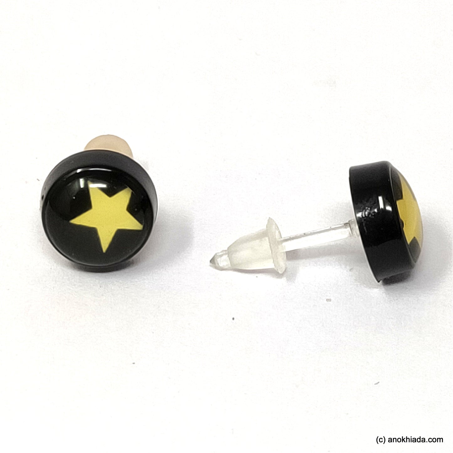 Anokhi Ada Star Design Small Plastic Stud Earrings for Girls (Black, AR-17d)