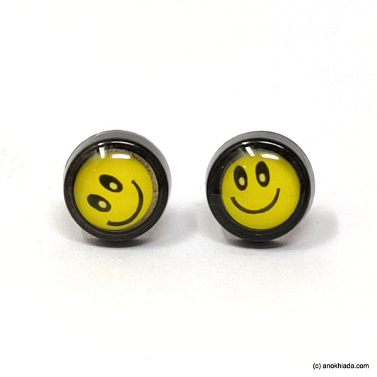 Anokhi Ada Smiley Design Small Plastic Stud Earrings for Girls (Black, AR-17e)