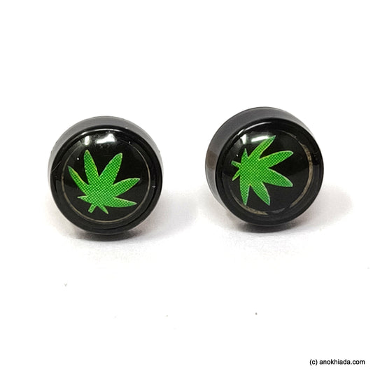 Anokhi Ada Weed Design Small Plastic Stud Earrings for Girls (Black, AR-17i)