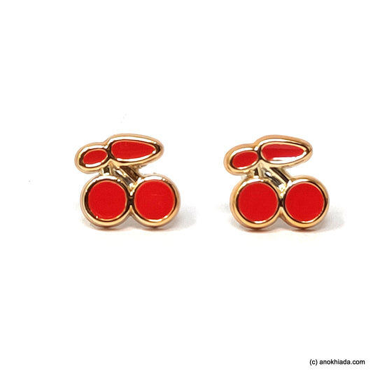 Anokhi Ada Red Cherry Design Small Plastic Stud Earrings for Girls ( AR-18a)
