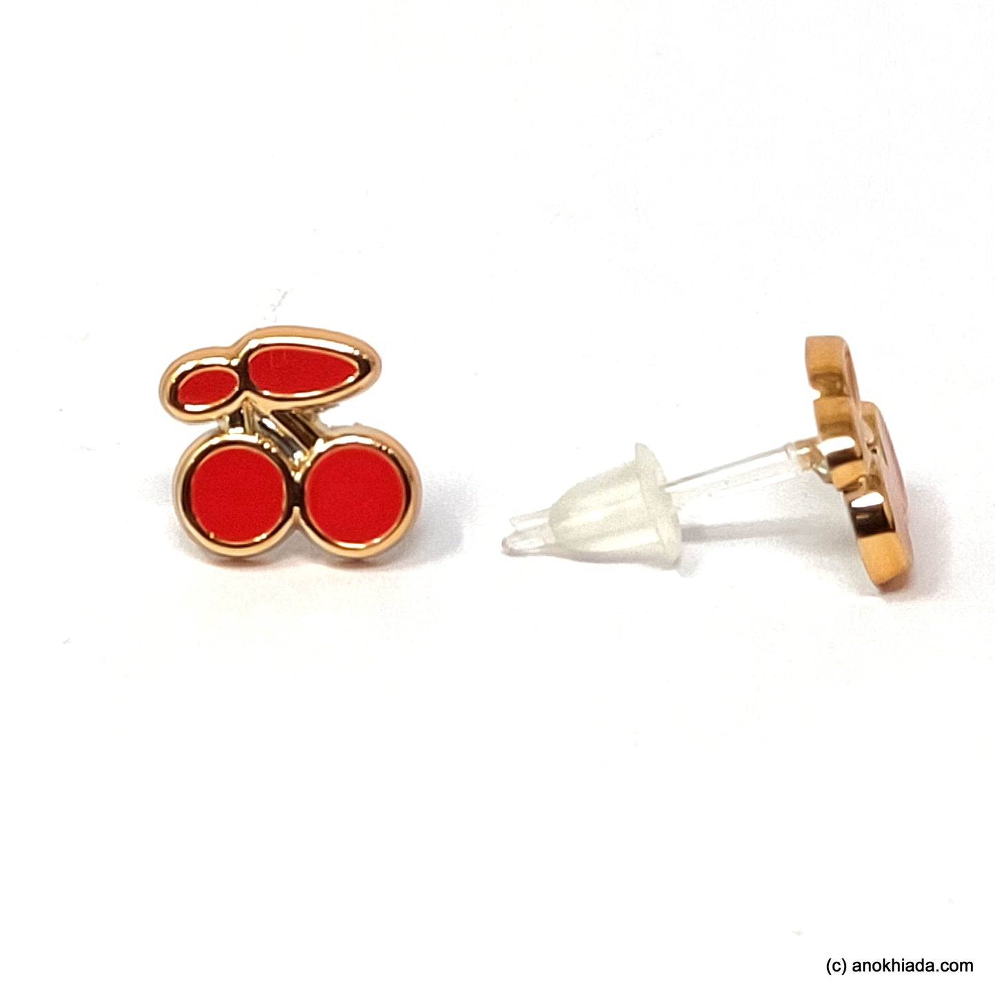 Anokhi Ada Red Cherry Design Small Plastic Stud Earrings for Girls ( AR-18a)