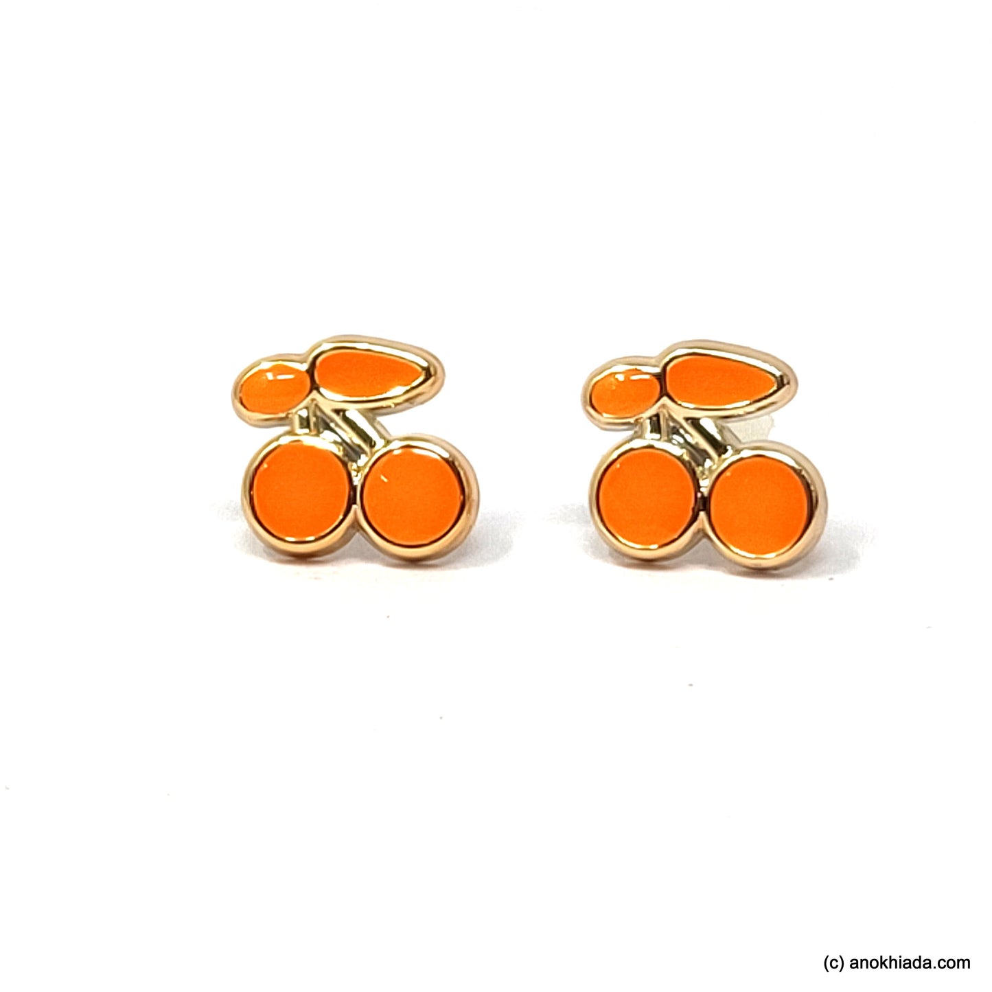 Anokhi Ada Orange Cherry Design Small Plastic Stud Earrings for Girls ( AR-18c)
