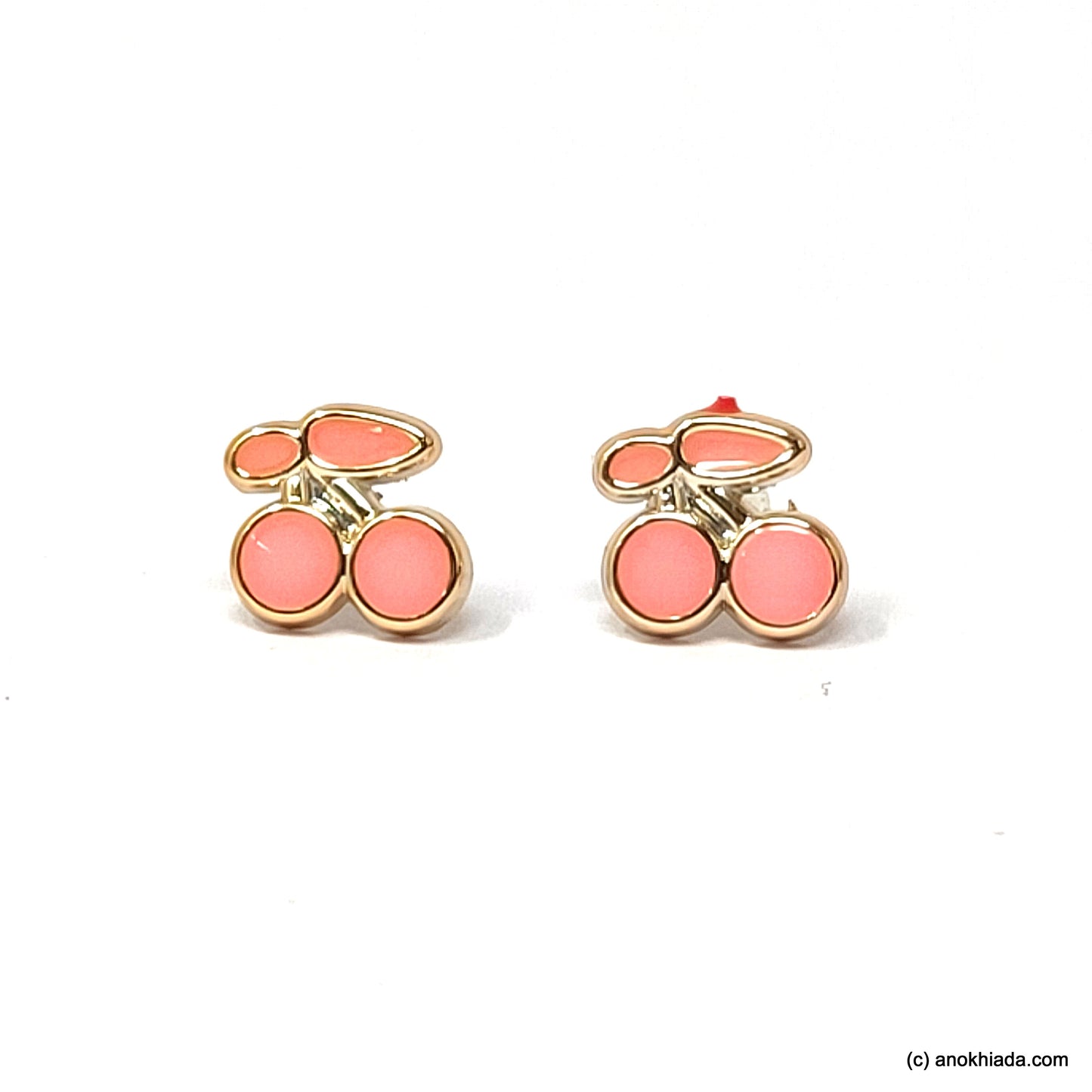 Anokhi Ada Light Pink Cherry Design Small Plastic Stud Earrings for Girls ( AR-18e)