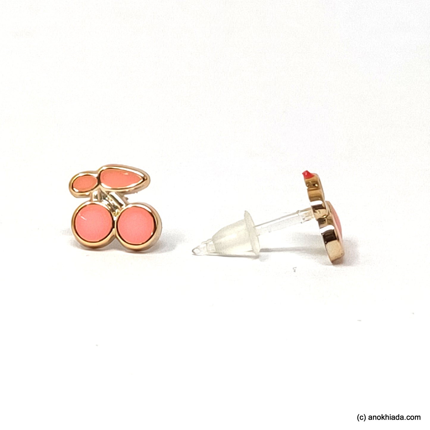 Anokhi Ada Light Pink Cherry Design Small Plastic Stud Earrings for Girls ( AR-18e)
