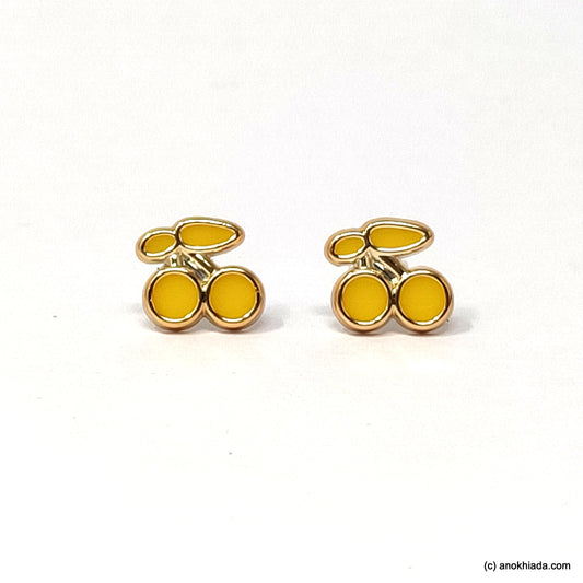 Anokhi Ada Yellow Cherry Design Small Plastic Stud Earrings for Girls ( AR-18f)