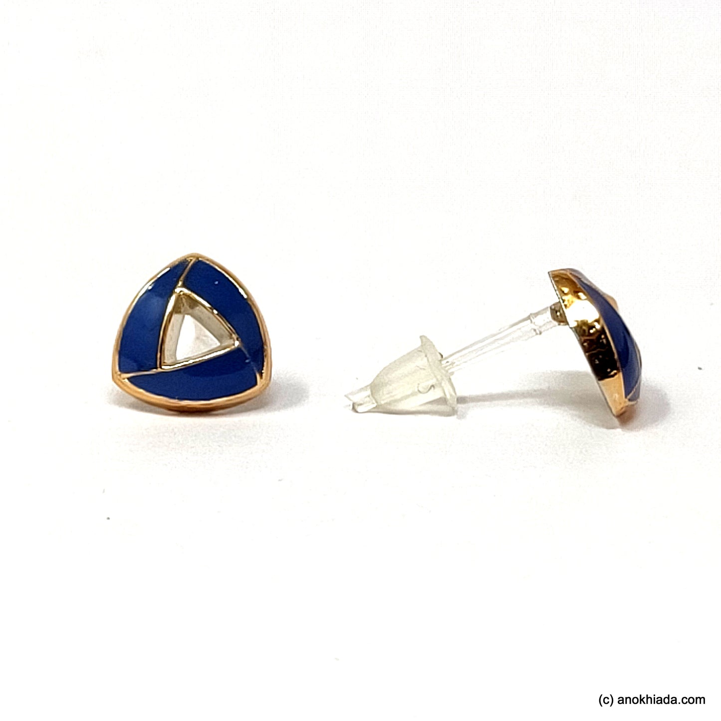 Anokhi Ada Violet Triangular Design Small Plastic Stud Earrings for Girls ( AR-18k)