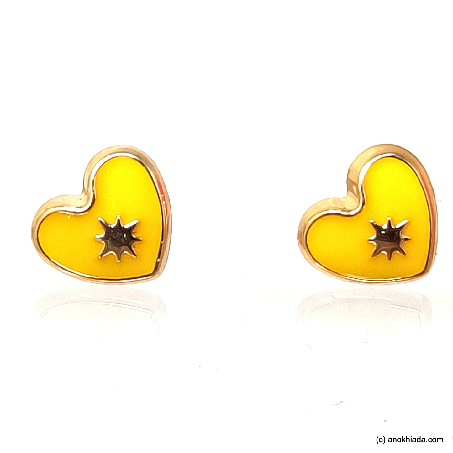 Anokhi Ada Yellow Heart Shaped Small Plastic Stud Earrings for Girls ( AR-18m)