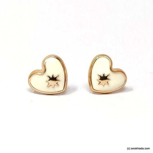 Anokhi Ada White Heart Shaped Small Plastic Stud Earrings for Girls ( AR-18p)