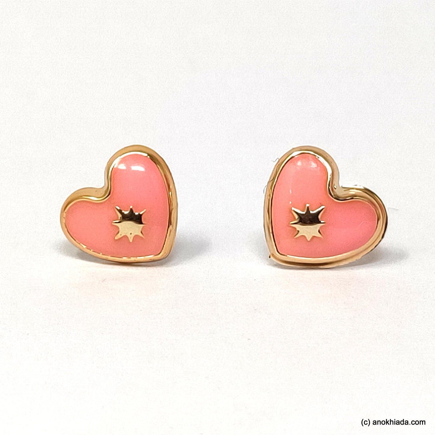 Anokhi Ada Light Pink Heart Shaped Small Plastic Stud Earrings for Girls ( AR-18r)