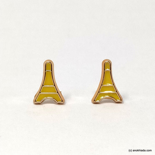 Anokhi Ada Yellow Eiffel Tower Shaped Small Plastic Stud Earrings for Girls ( AR-18v)