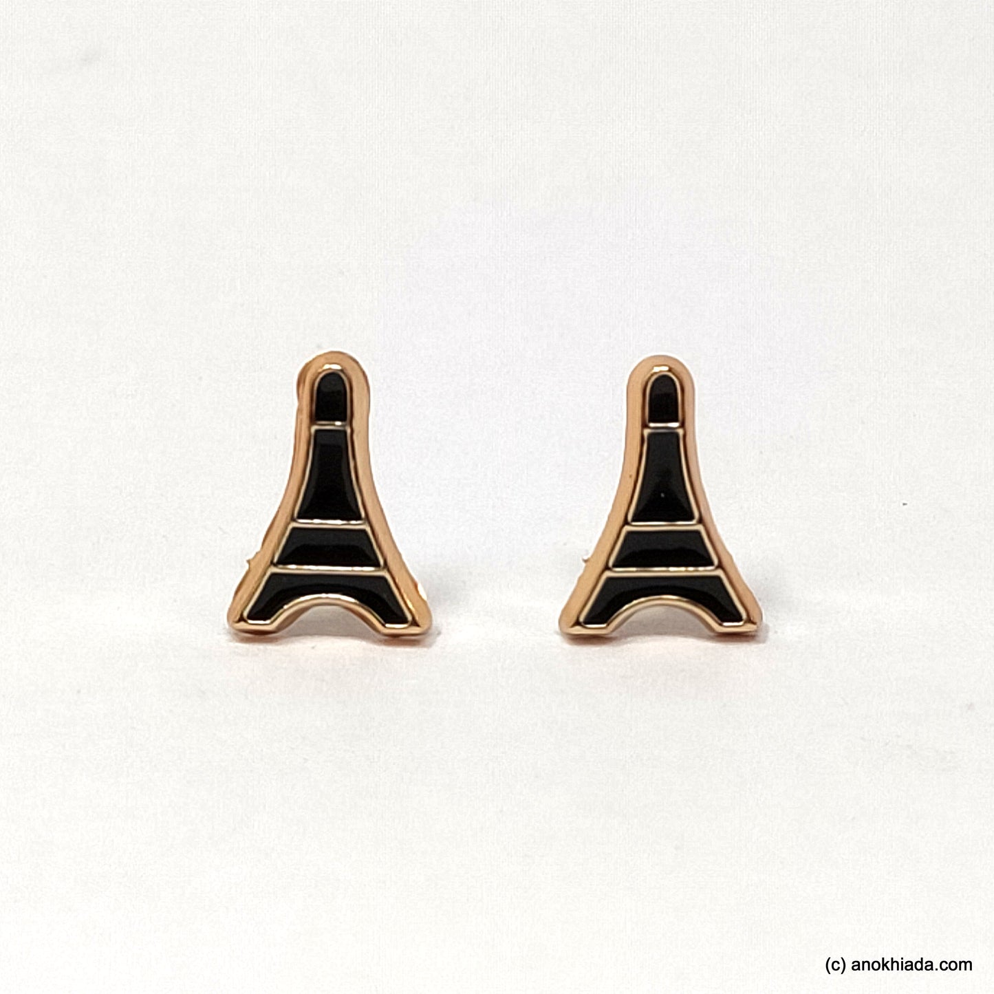 Anokhi Ada Black Eiffel Tower Shaped Small Plastic Stud Earrings for Girls ( AR-18x)