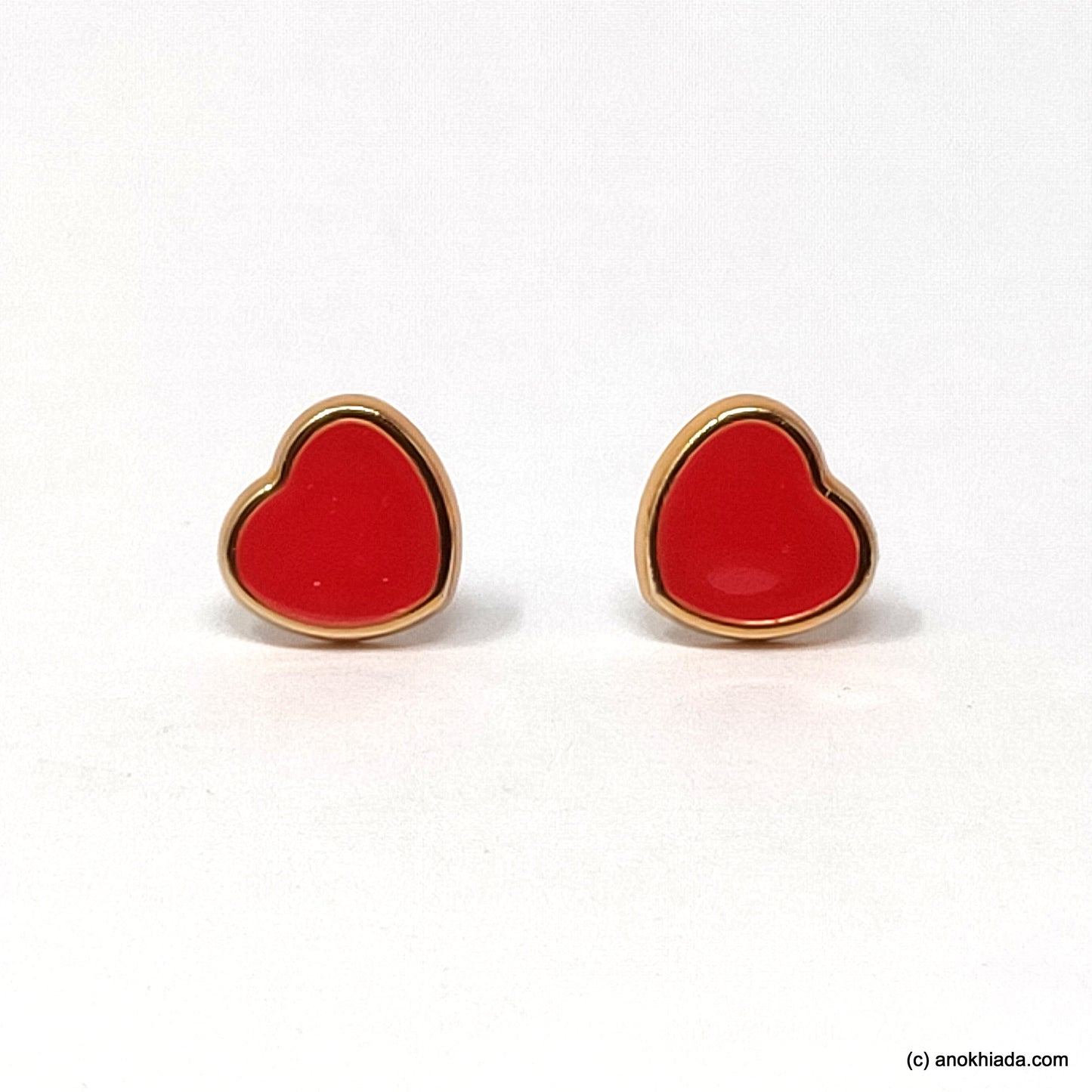 Anokhi Ada Red Heart Shaped Small Plastic Stud Earrings for Girls ( AR-19a)