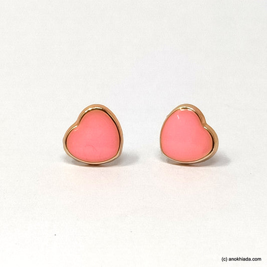 Anokhi Ada Pink Heart Shaped Small Plastic Stud Earrings for Girls ( AR-19e)