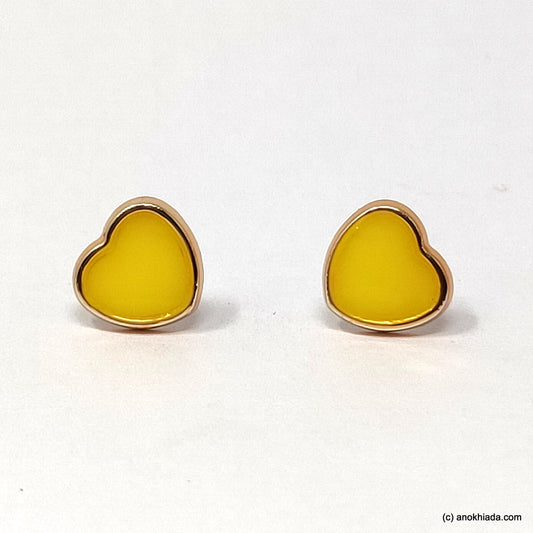 Anokhi Ada Yellow Heart Shaped Small Plastic Stud Earrings for Girls ( AR-19f)