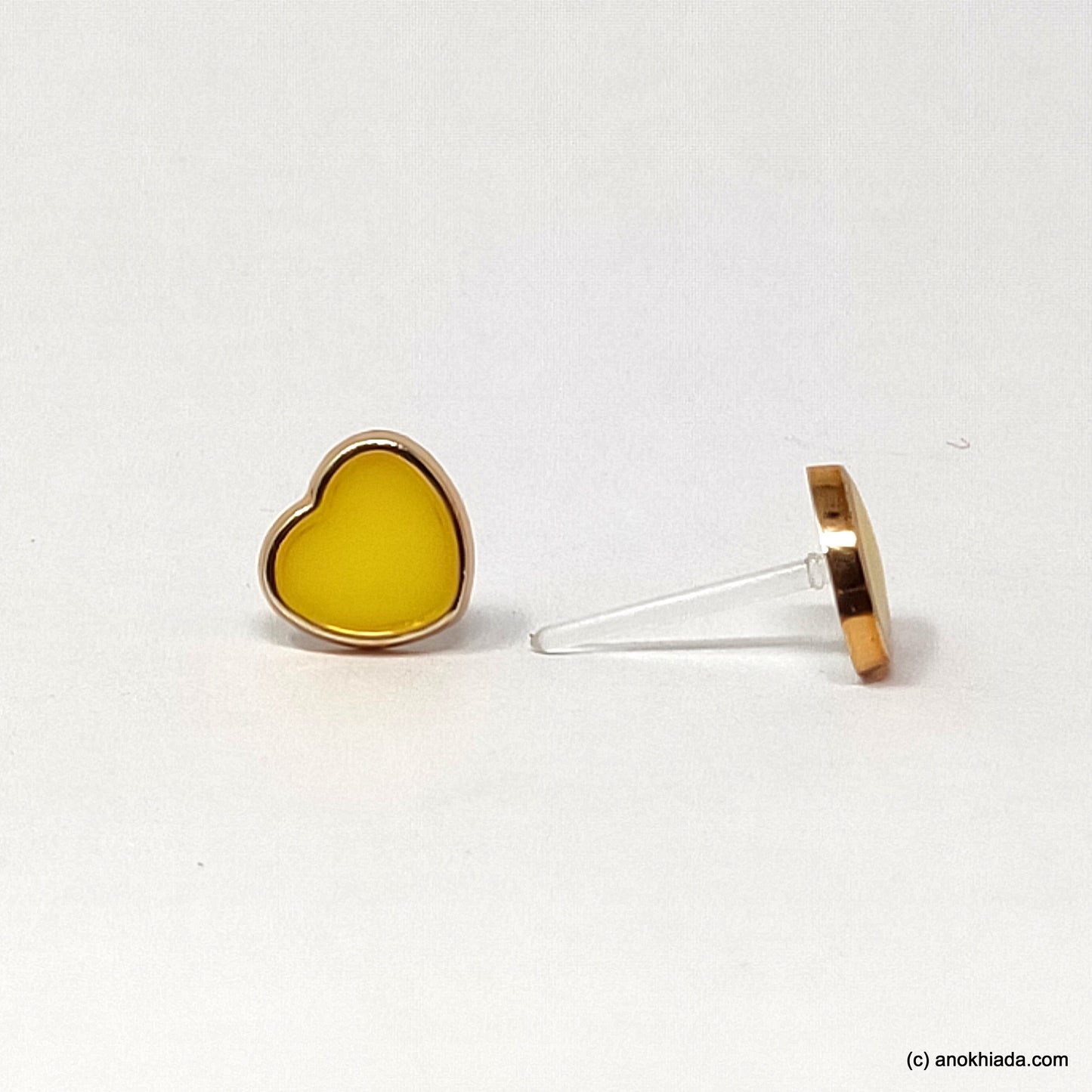 Anokhi Ada Yellow Heart Shaped Small Plastic Stud Earrings for Girls ( AR-19f)