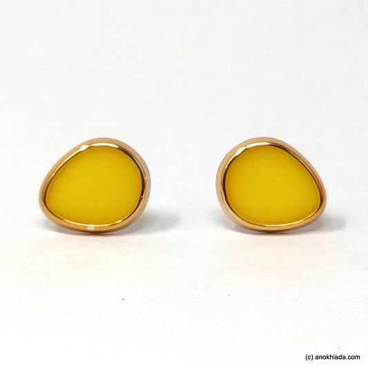 Anokhi Ada Yellow Pear Drop Shaped Small Plastic Stud Earrings for Girls ( AR-19m)