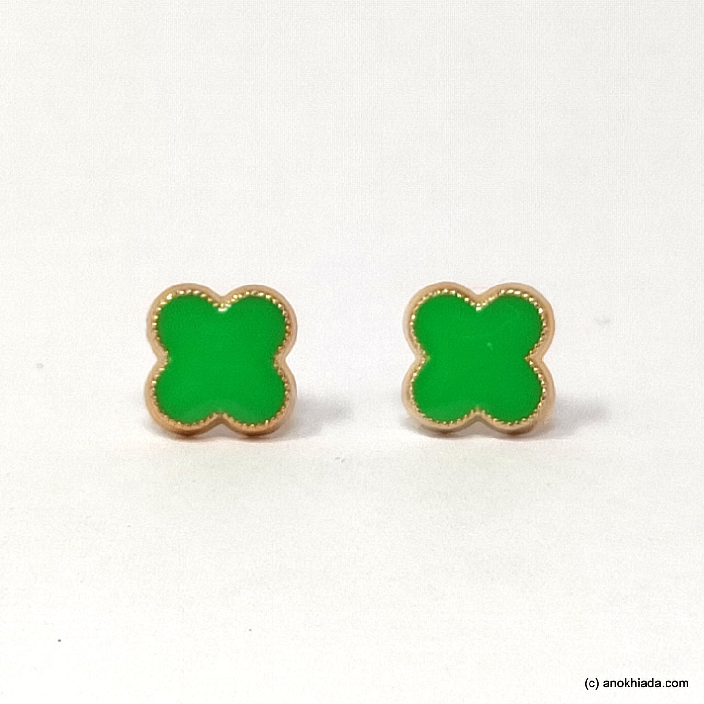 Anokhi Ada Floral Green Small Plastic Stud Earrings for Girls ( AR-19s)
