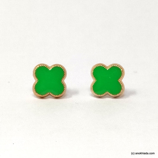 Anokhi Ada Floral Green Small Plastic Stud Earrings for Girls ( AR-19s)