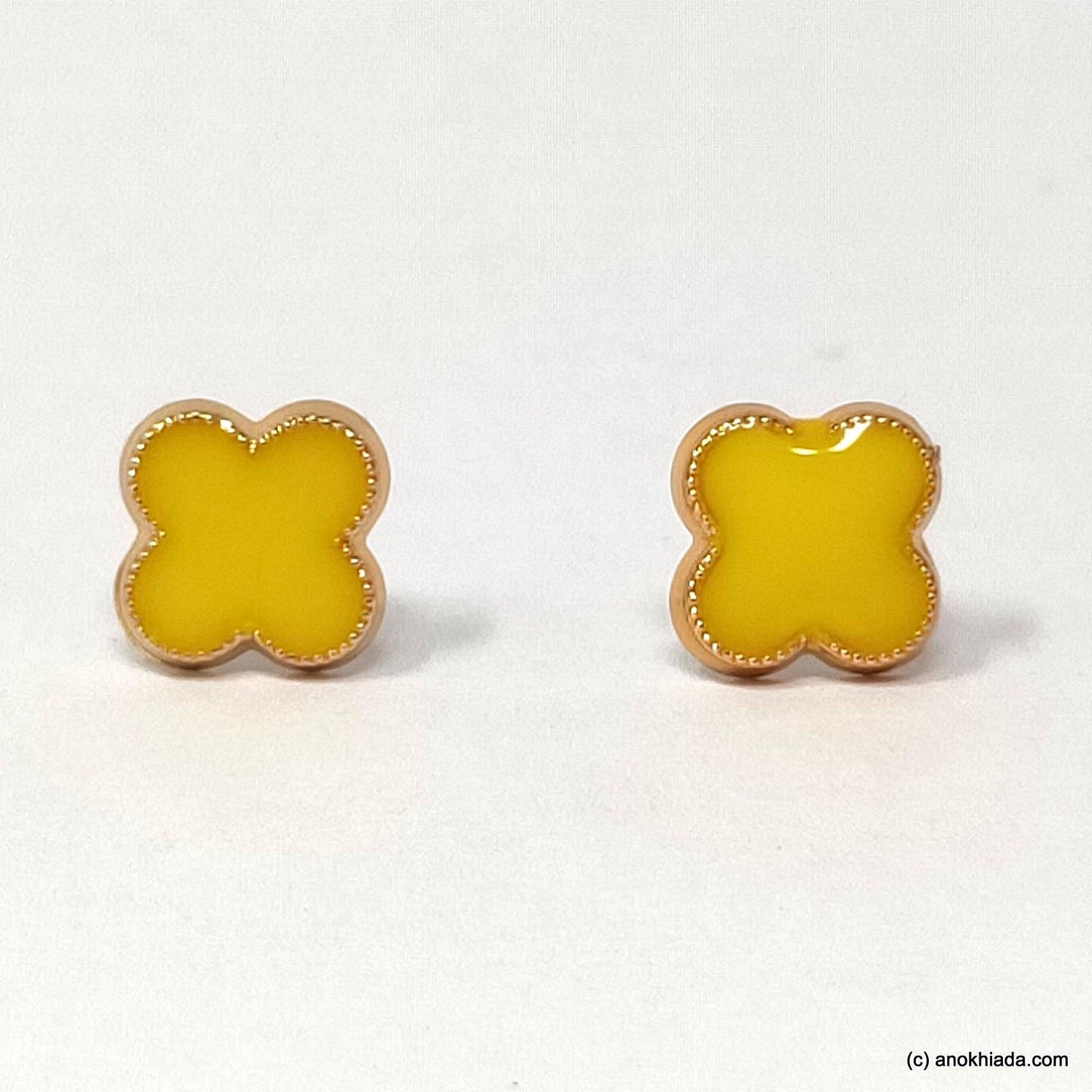 Anokhi Ada Floral Yellow Small Plastic Stud Earrings for Girls ( AR-19v)