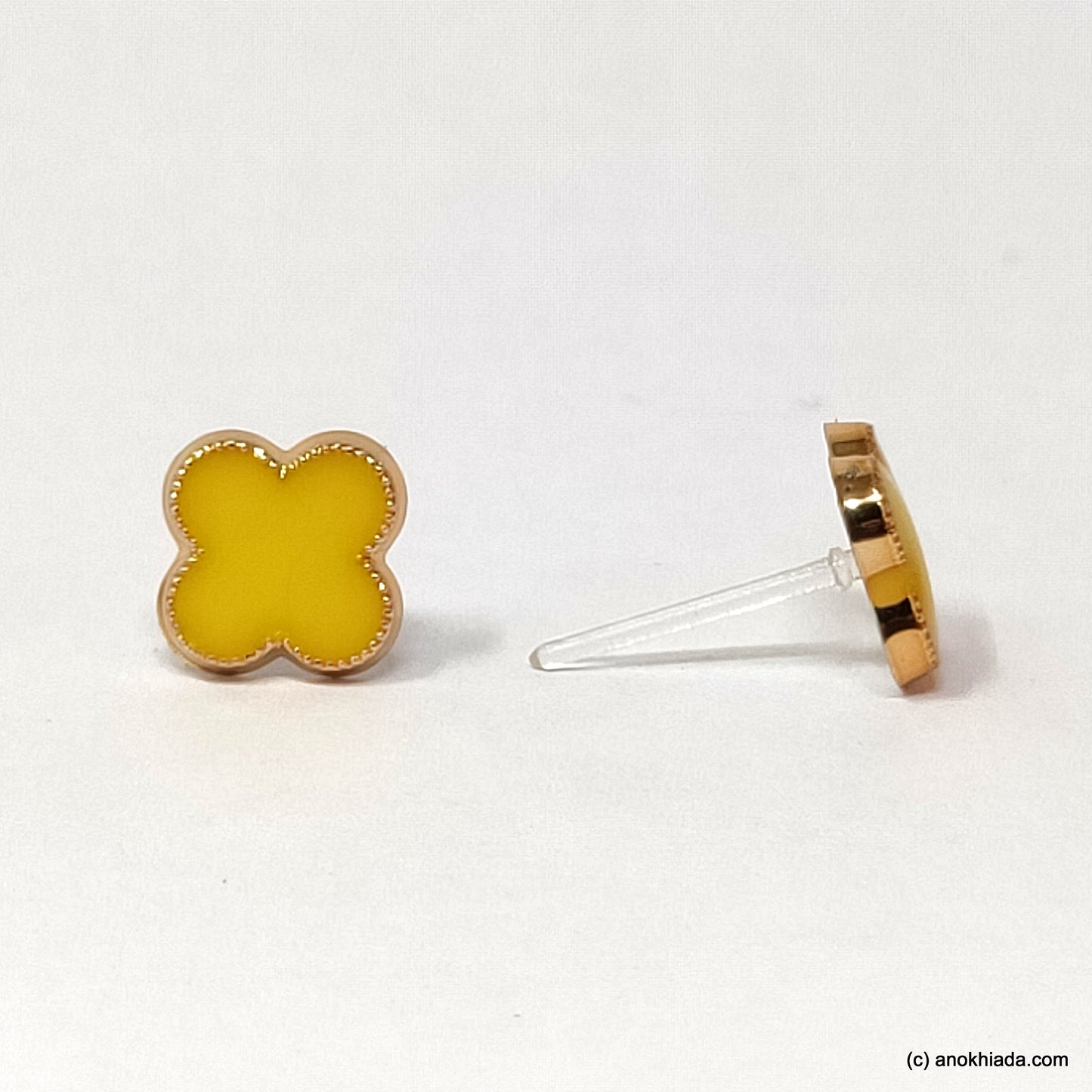 Anokhi Ada Floral Yellow Small Plastic Stud Earrings for Girls ( AR-19v)