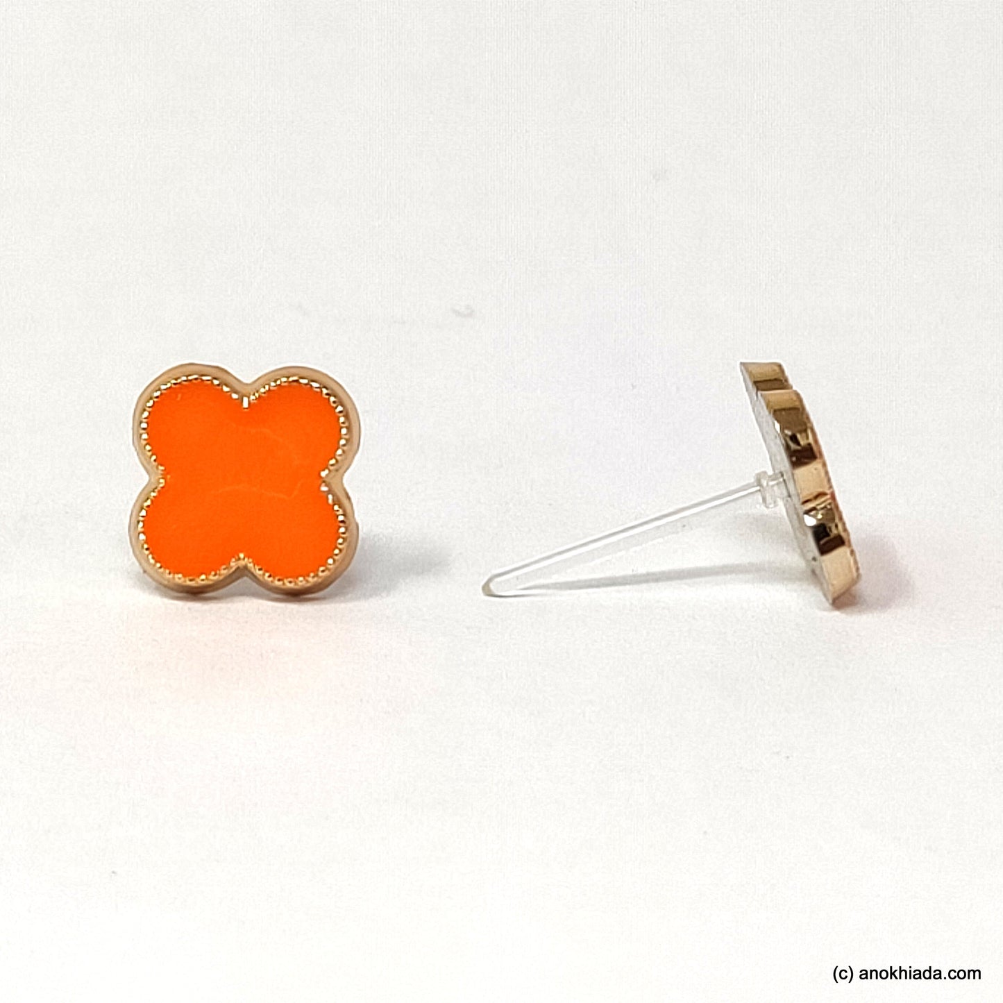 Anokhi Ada Floral Orange Small Plastic Stud Earrings for Girls ( AR-19w)