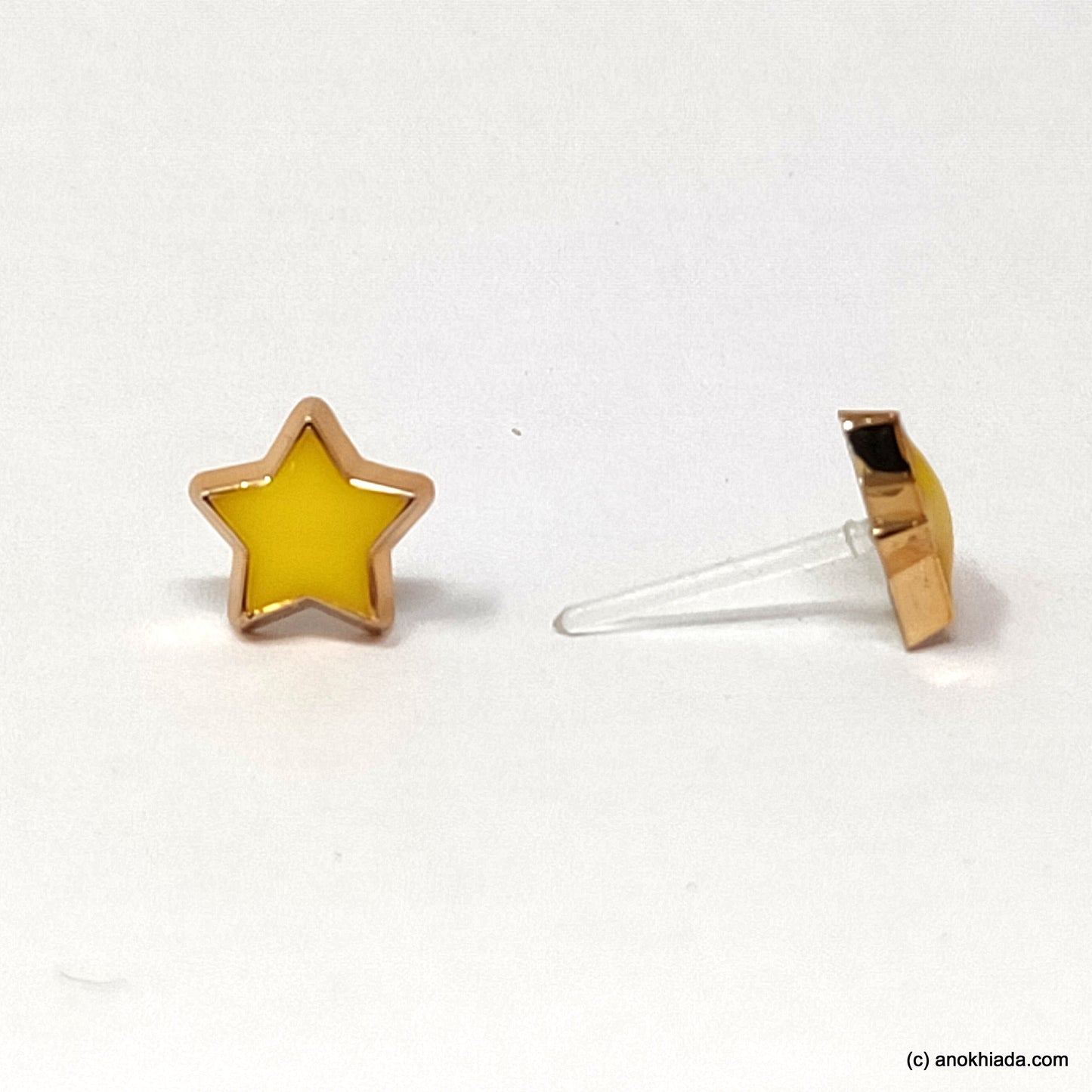 Anokhi Ada Yellow Star Shaped Small Plastic Stud Earrings for Girls ( AR-20a)