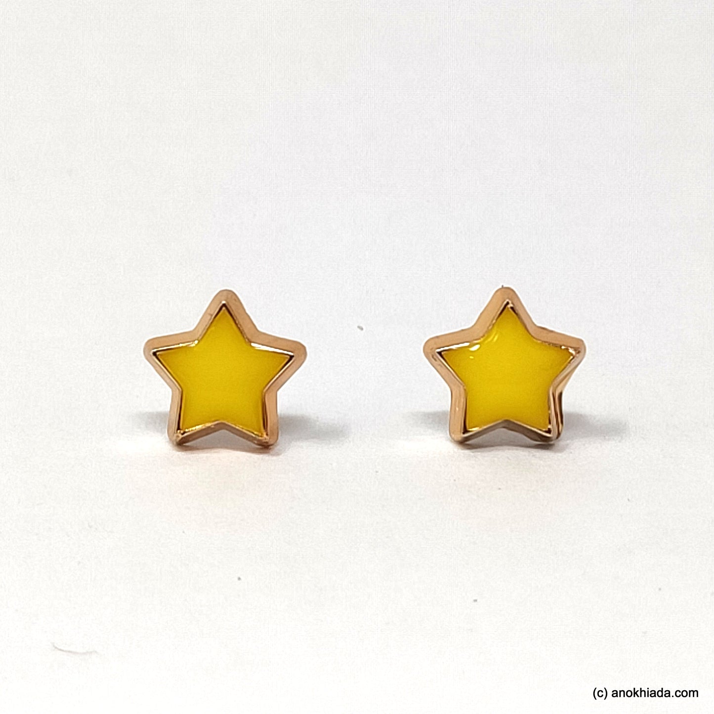 Anokhi Ada Yellow Star Shaped Small Plastic Stud Earrings for Girls ( AR-20a)