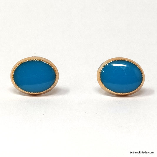 Anokhi Ada Blue Oval Small Plastic Stud Earrings for Girls ( AR-20c)