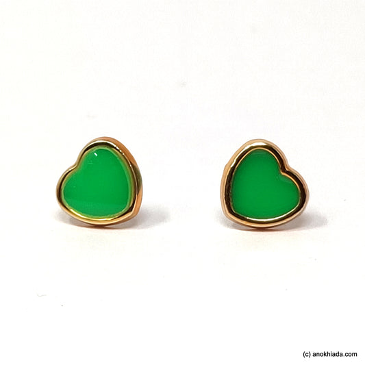 Anokhi Ada Green Heart Shaped Small Plastic Stud Earrings for Girls ( AR-20e)