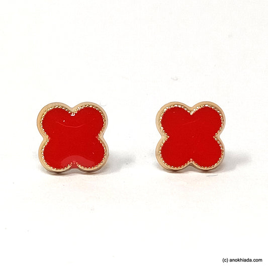 Anokhi Ada Red Floral Small Plastic Stud Earrings for Girls ( AR-20i)