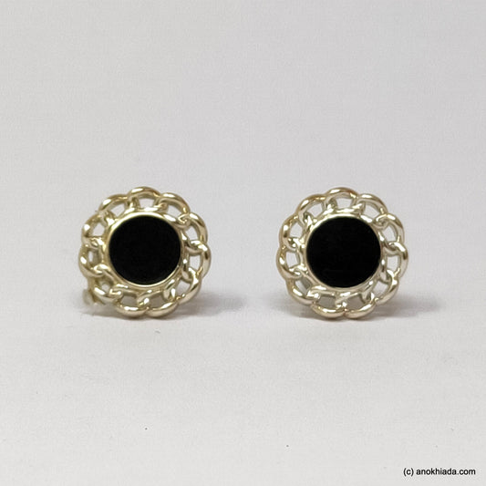 Anokhi Ada Round Small Plastic Stud Earrings for Girls ( Black, AR-21f)