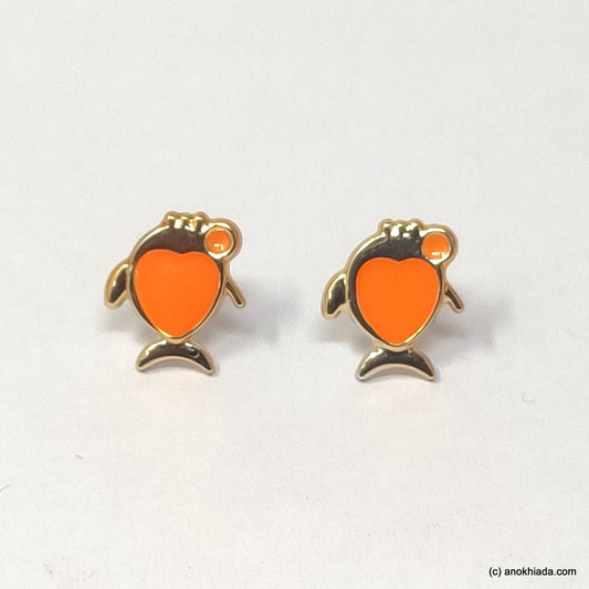 Anokhi Ada Orange Small Fish Plastic Stud Earrings for Girls (AR-22b)