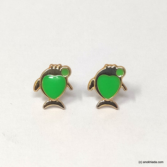 Anokhi Ada Green Small Fish Plastic Stud Earrings for Girls (AR-22f)