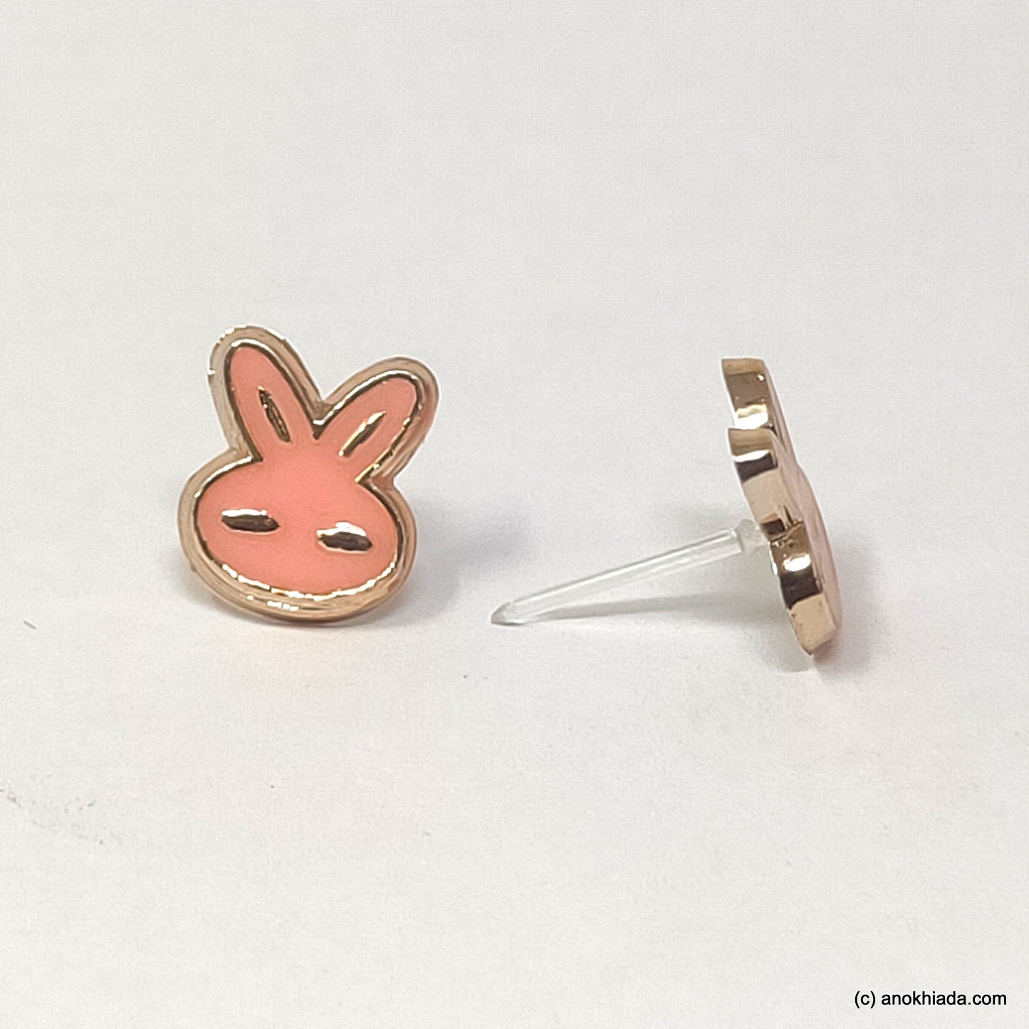 Anokhi Ada Pink Small Bunny Plastic Stud Earrings for Girls (AR-22g)