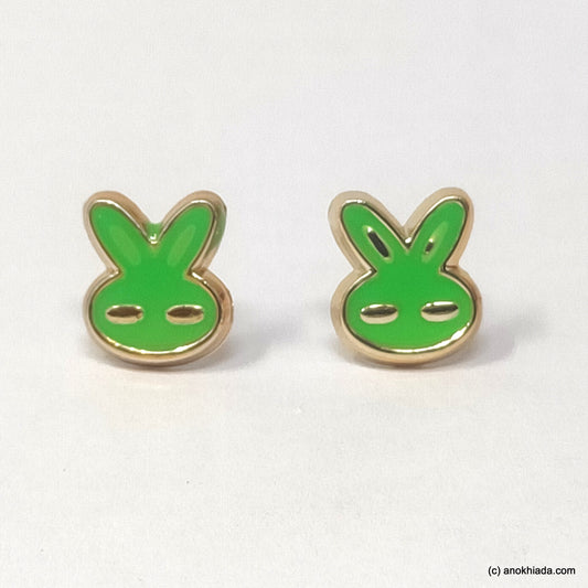 Anokhi Ada Green Small Bunny Plastic Stud Earrings for Girls (AR-22h)