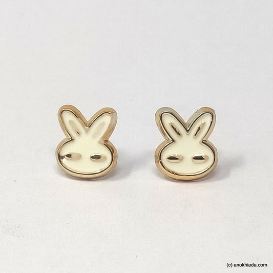 Anokhi Ada White Small Bunny Plastic Stud Earrings for Girls (AR-22i)