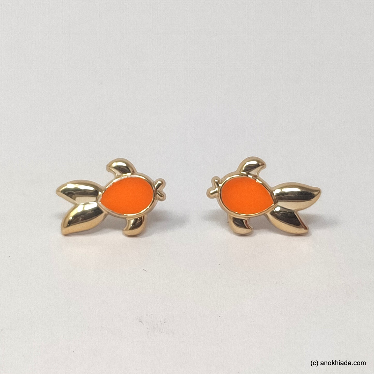 Anokhi Ada Orange Small Turtle Plastic Stud Earrings for Girls (AR-22o)