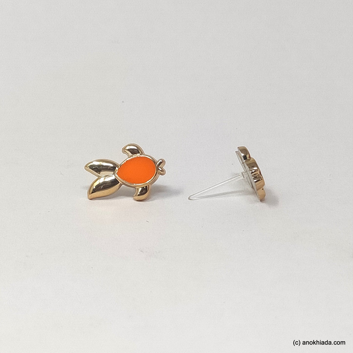Anokhi Ada Orange Small Turtle Plastic Stud Earrings for Girls (AR-22o)
