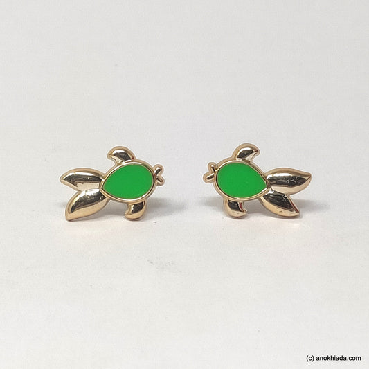 Anokhi Ada Green Small Turtle Plastic Stud Earrings for Girls (AR-22p)