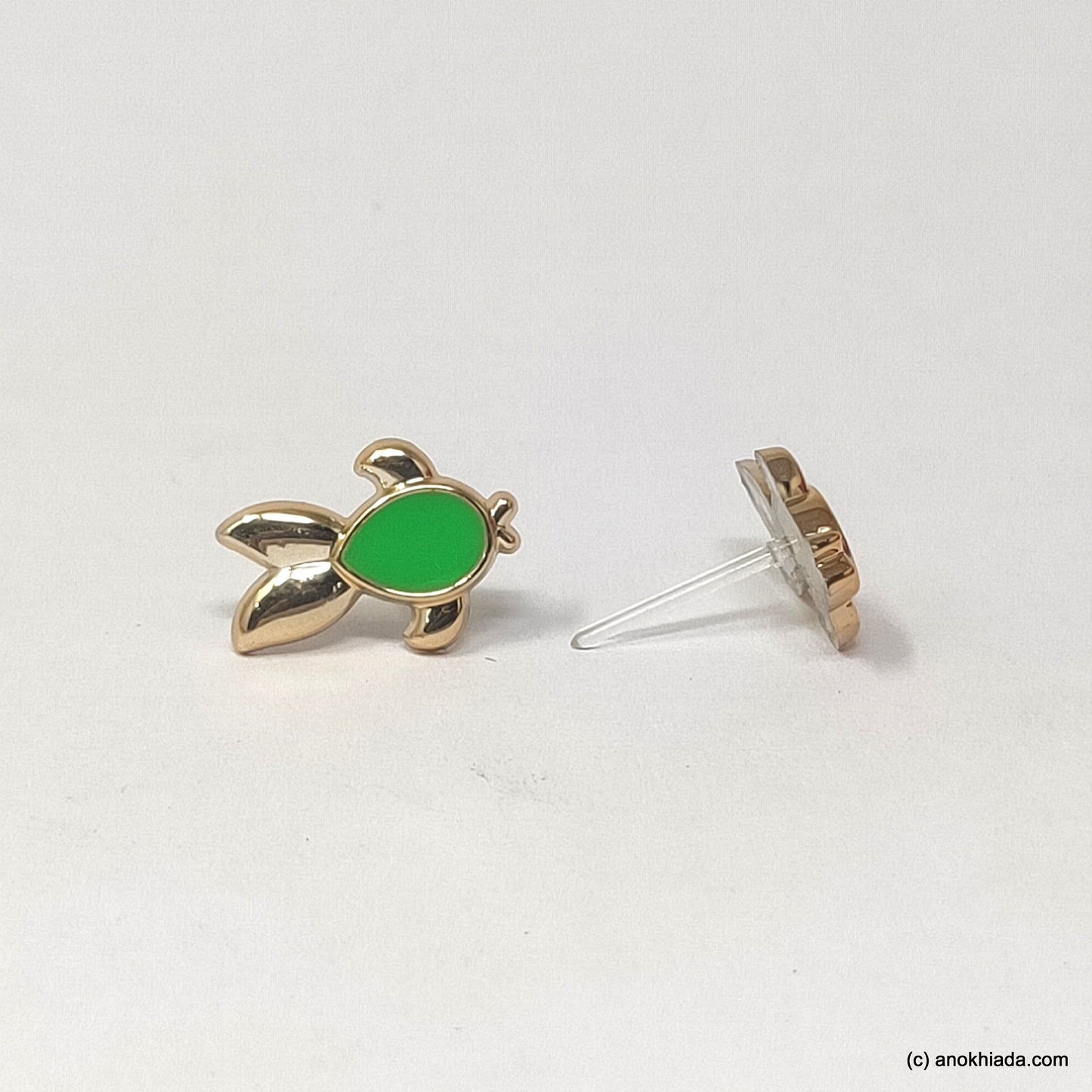 Anokhi Ada Green Small Turtle Plastic Stud Earrings for Girls (AR-22p)